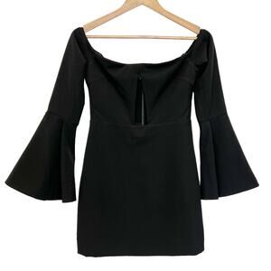 NEW NBD Womens S Little Black Mini Dress Bell Sleeves Off‎ Shoulder Cut Out